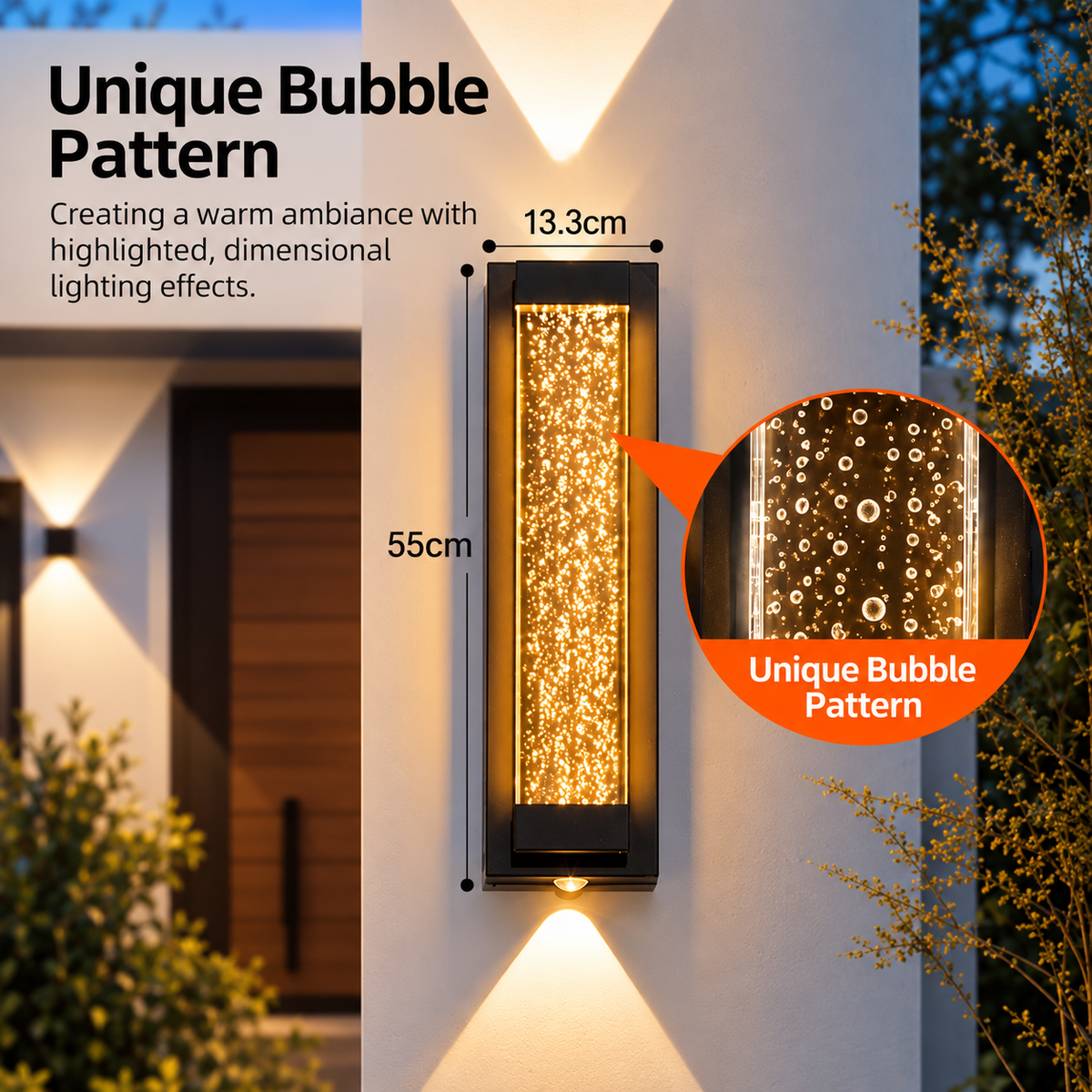 Solar Powered LED Wall Lamp – Up & Down Lighting, IP65 Waterproof